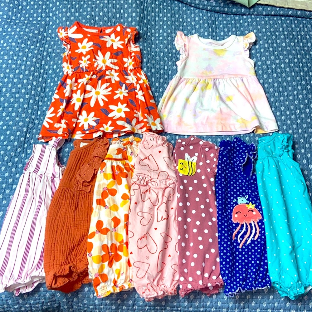 Bundle of 3-6 month girl rompers and dresses